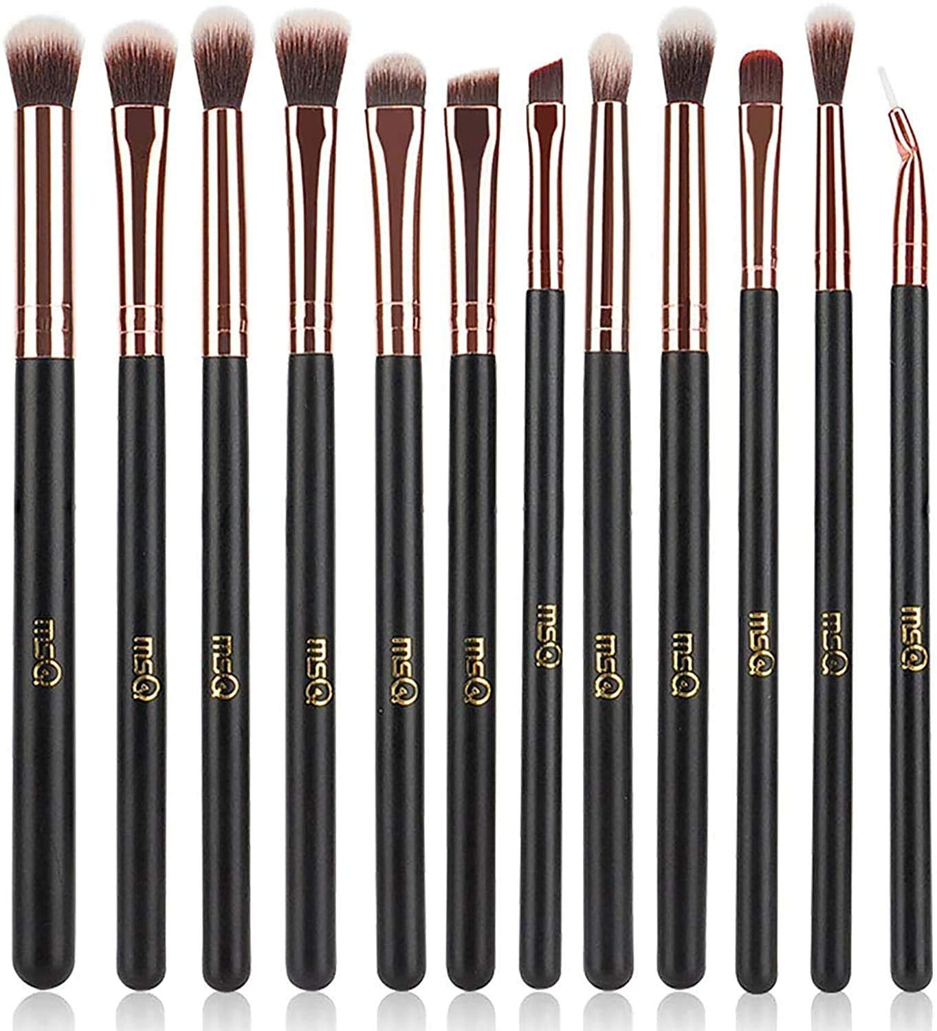 Luxury Makeup Brushes 12Pcs Brush Set with Soft Synthetic Hairs & Real Wood Handle