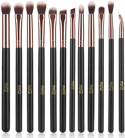 Luxury Makeup Brushes 12Pcs Brush Set with Soft Synthetic Hairs & Real Wood Handle