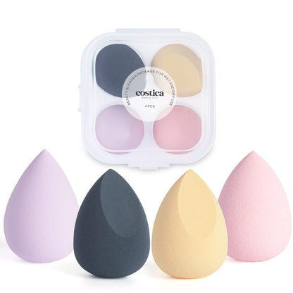 COSTICA Makeup Sponge Set Blender, Beauty Sponge Makeup Blender Flawless for Liquid - Multi Colored 4 Pcs Rose Series